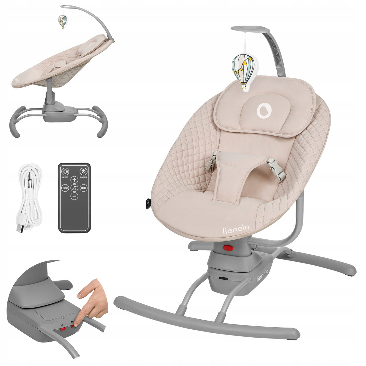 ROCKER LOUNGER ELECTRIC CRADLE FOR BABIES + REMOTE CONTROL LIONELO RIO Packaging status original