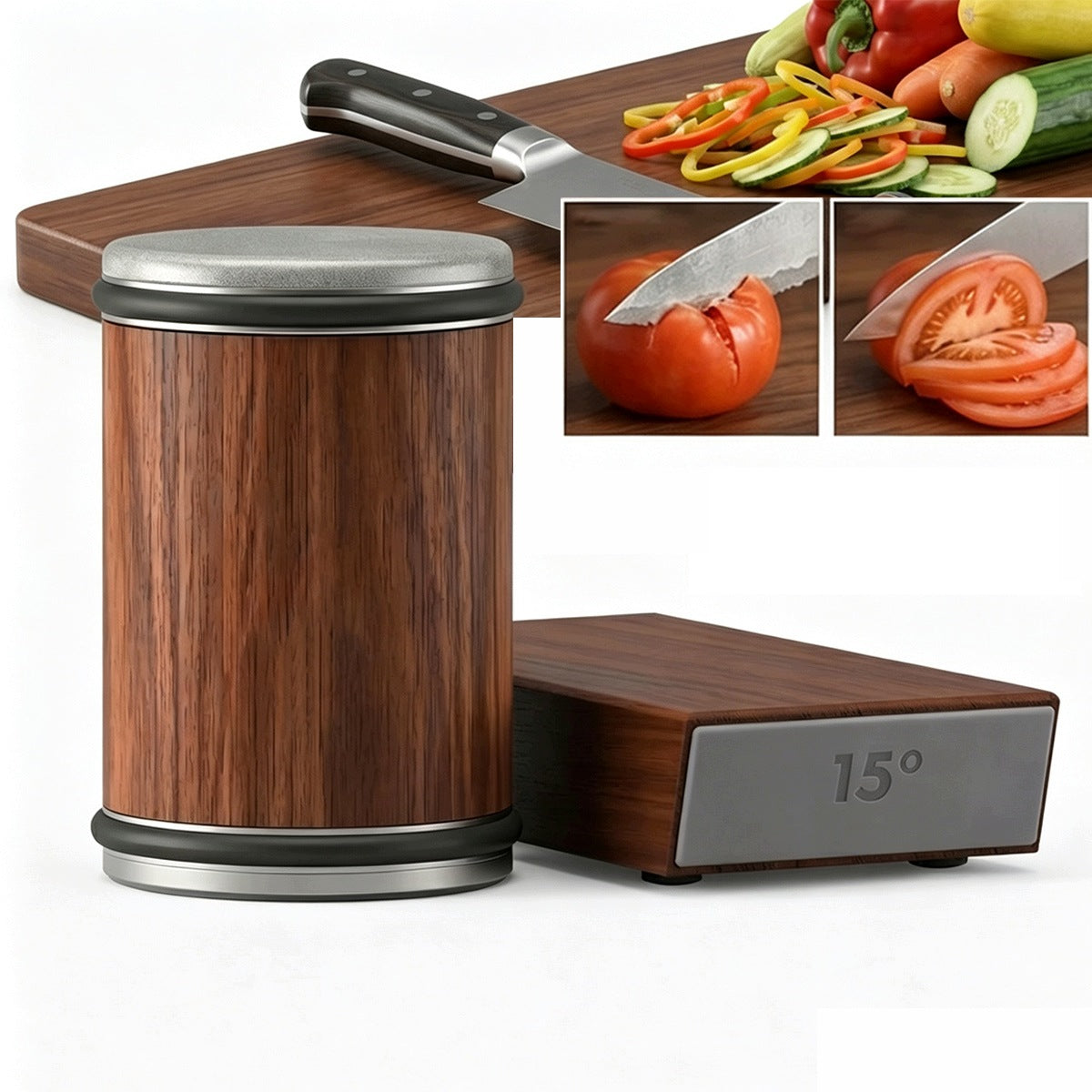 ROLLED KNIFE SHARPENER WITH DIAMOND STONE