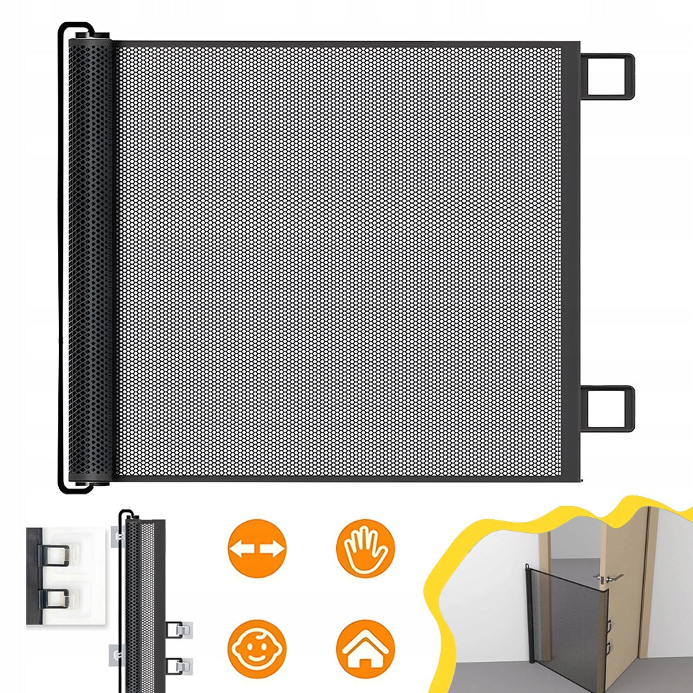 ROLLER SHUTTER BARRIER FOR STAIRS 130 CM BLACK ROLL-UP CHILD SAFETY