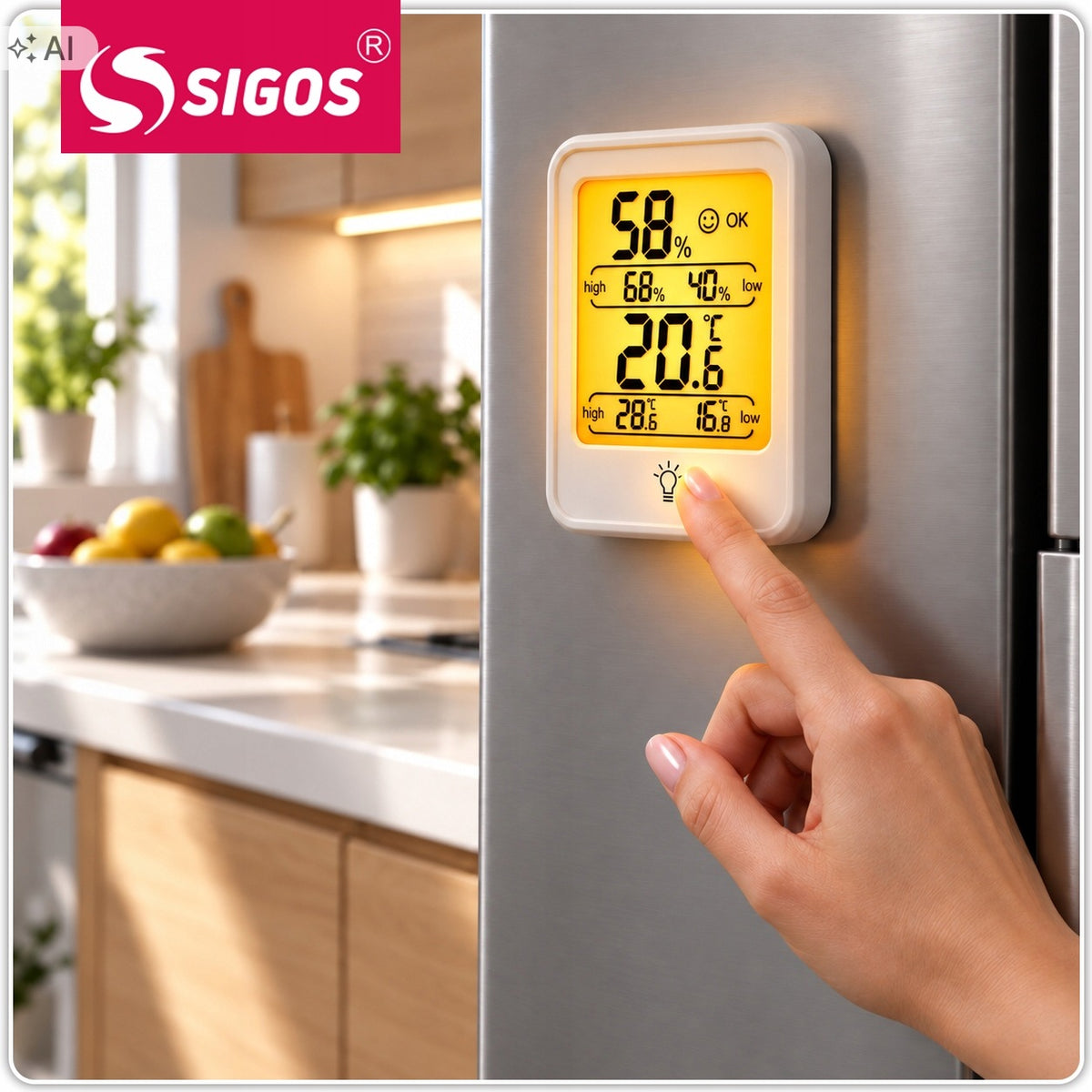 ROOM THERMOMETER WEATHER STATION HYGROMETER LCD TOUCH ILLUMINATED Manufacturer code STACJA POGODOWA POGODY TERMOMETR HIGROMETR