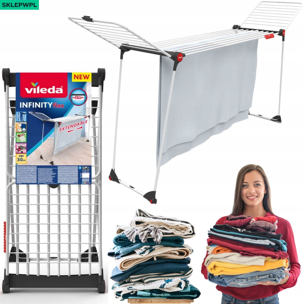 ROOMY CLOTHES DRYER LAUNDRY VILEDA INFINITY FLEX EXTENDABLE STABLE