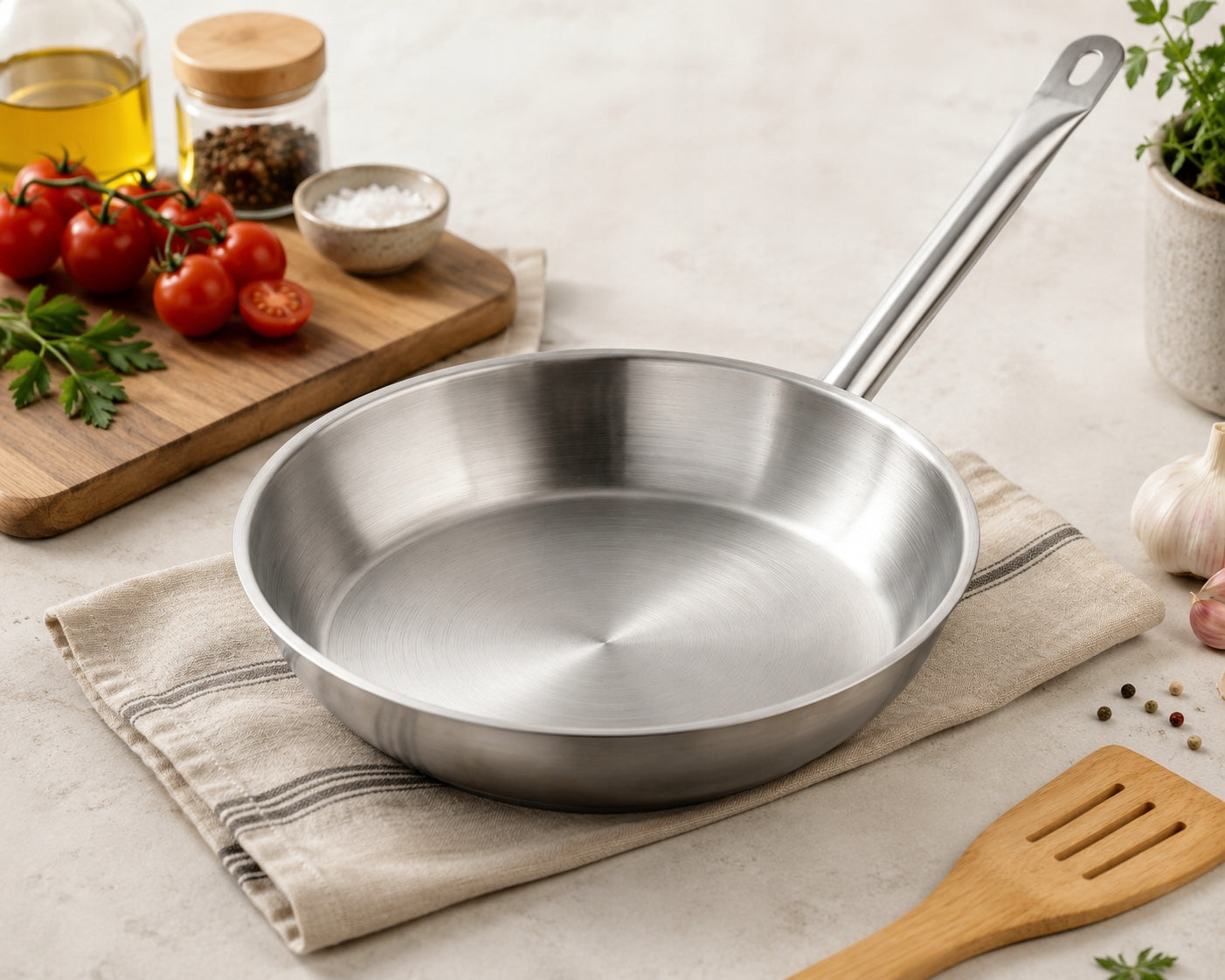 ROSSNER Steel Pan 28 cm Stainless Steel Traditional Solid Packaging status original