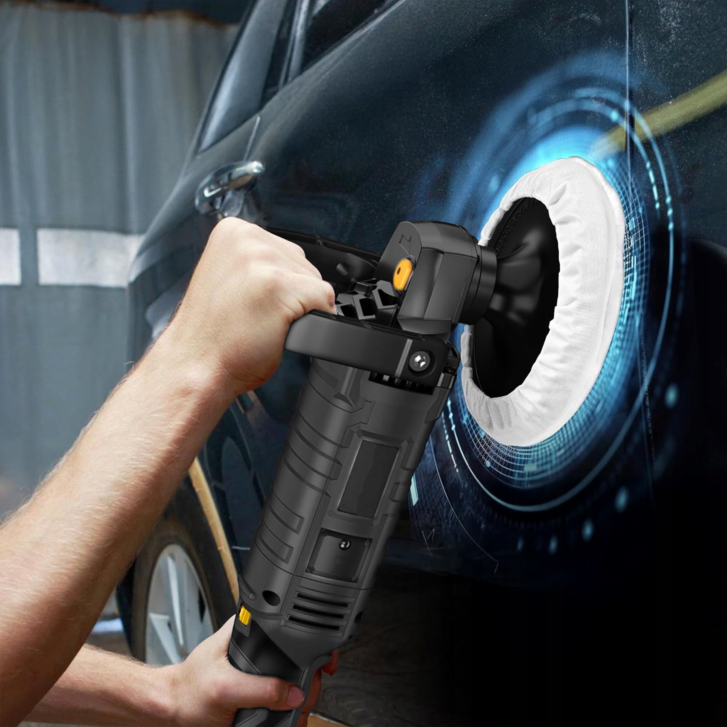 ROTARY CAR POLISHER 2600W ROTATION ADJUSTMENT 150mm + SPONGE SET Manufacturer code DO SAMOCHODU AUTA LAKIERU RYS USZKODZEŃ 2