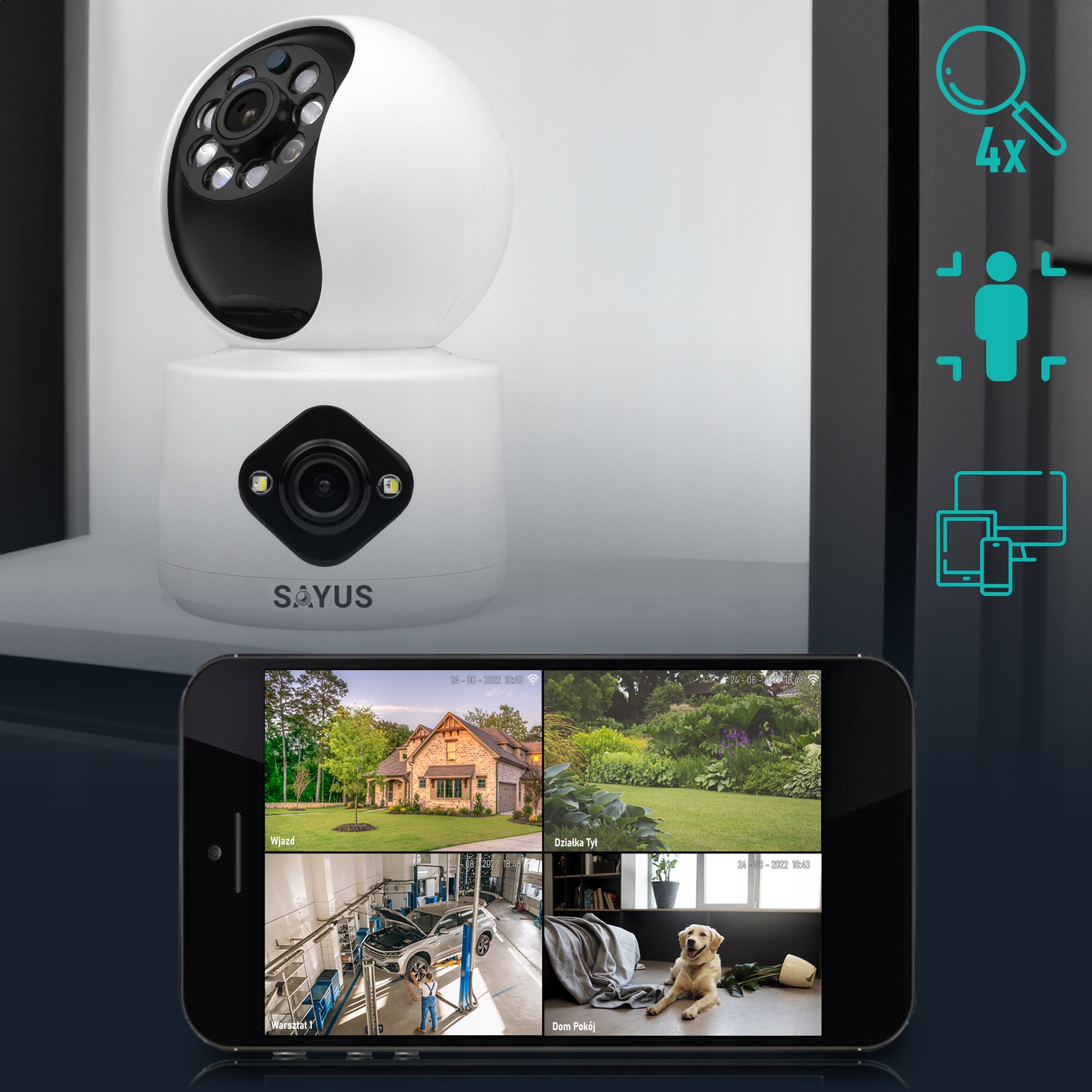 ROTATING IP WIFI CAMERA INDOOR BABY MONITOR ELECTRONIC TWO LENSES Kind internal