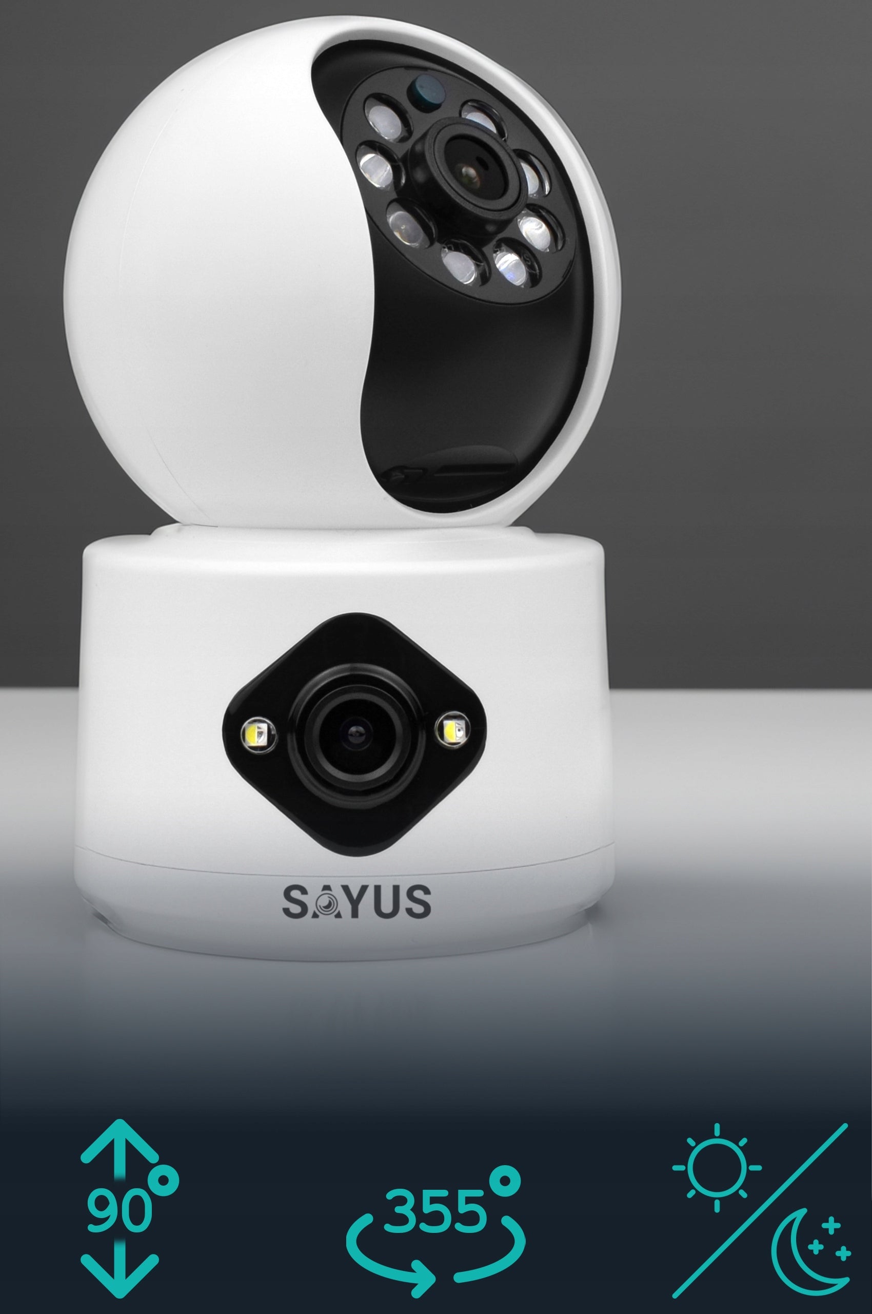 ROTATING IP WIFI CAMERA INDOOR BABY MONITOR ELECTRONIC TWO LENSES Packaging status original