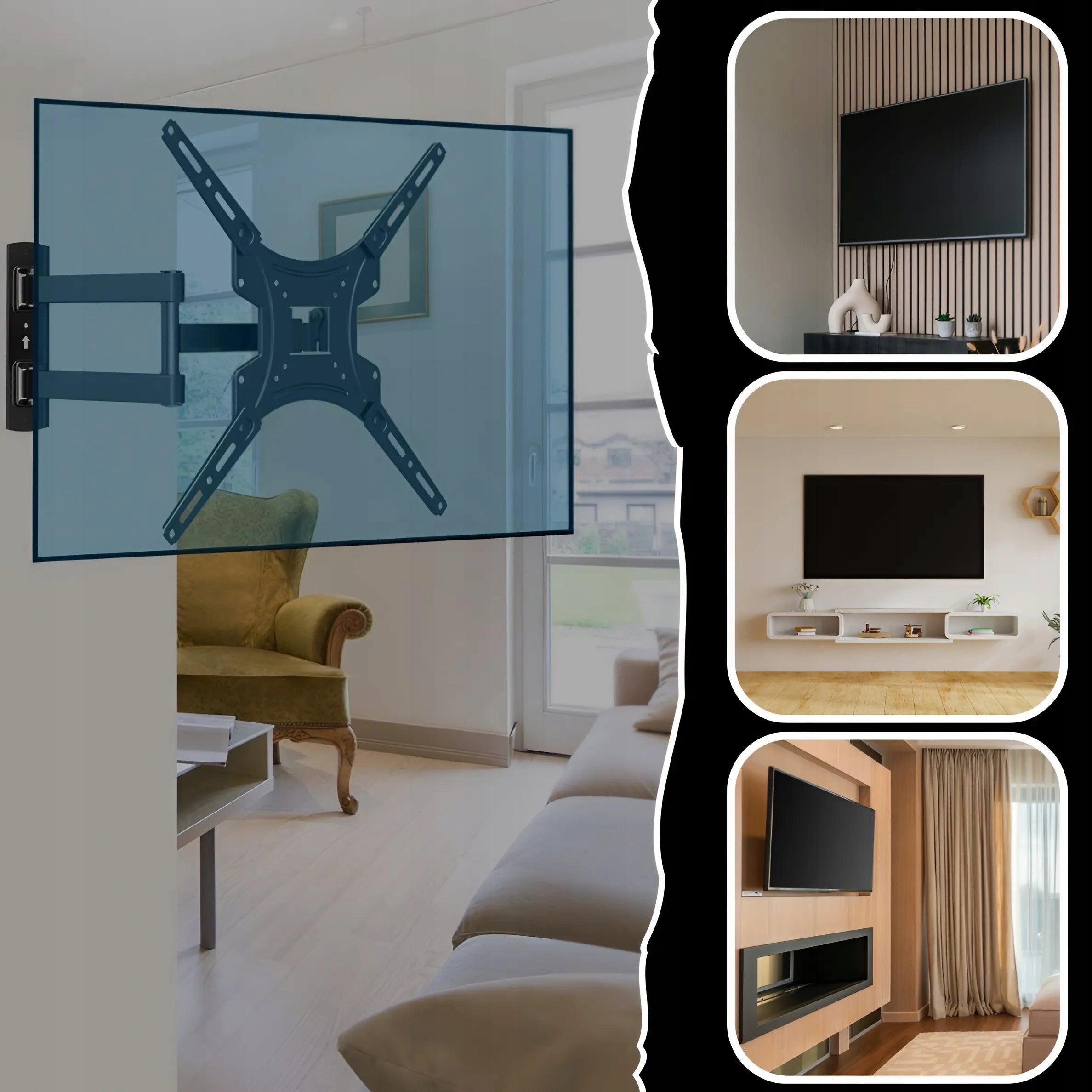 ROTATING TV MONITOR HOLDER TV HANGER STRONG XL 14"- 55" 50kg Manufacturer code Uchwyt do telewizora v3