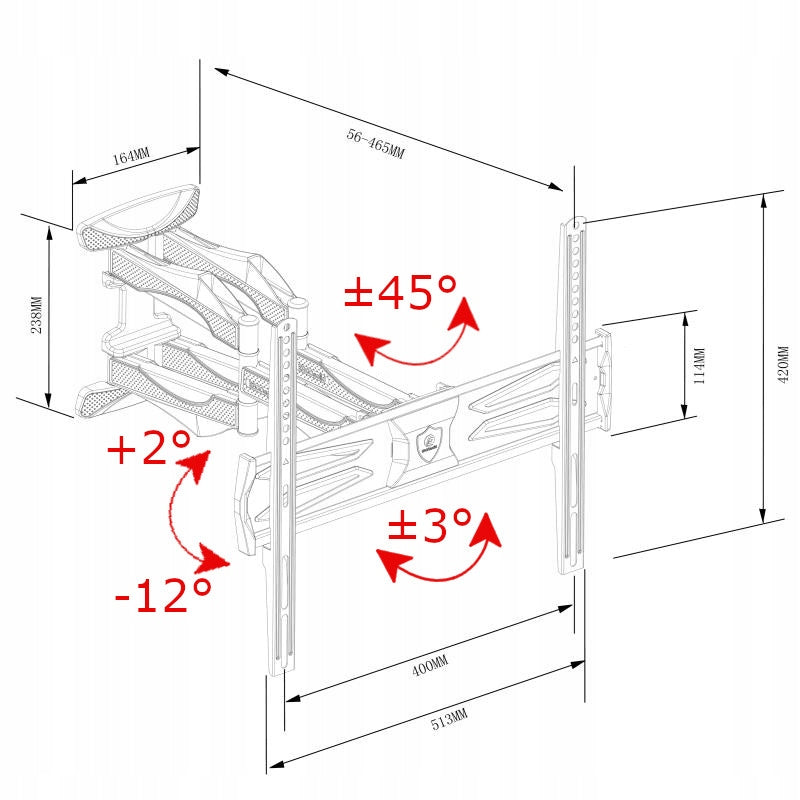 ROTATING TV MOUNT TV HANGER 32"-60" VESA UNIVERSAL STRONG EAN (GTIN) 5904988907359