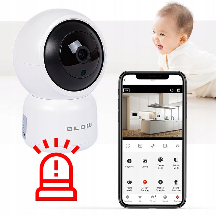 ROTATING WIFI CAMERA IP 3MP ULTRA HD BABY MONITOR ELECTRONIC AUDIO TUYA SMART Product weight with unit packaging 0.3 kg