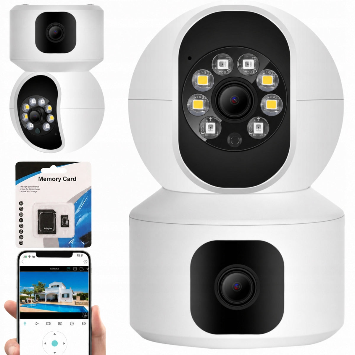 ROTATING WIFI IP CAMERA INTERNAL BABY MONITOR ELECTRONIC TWO LENSES 3MPx