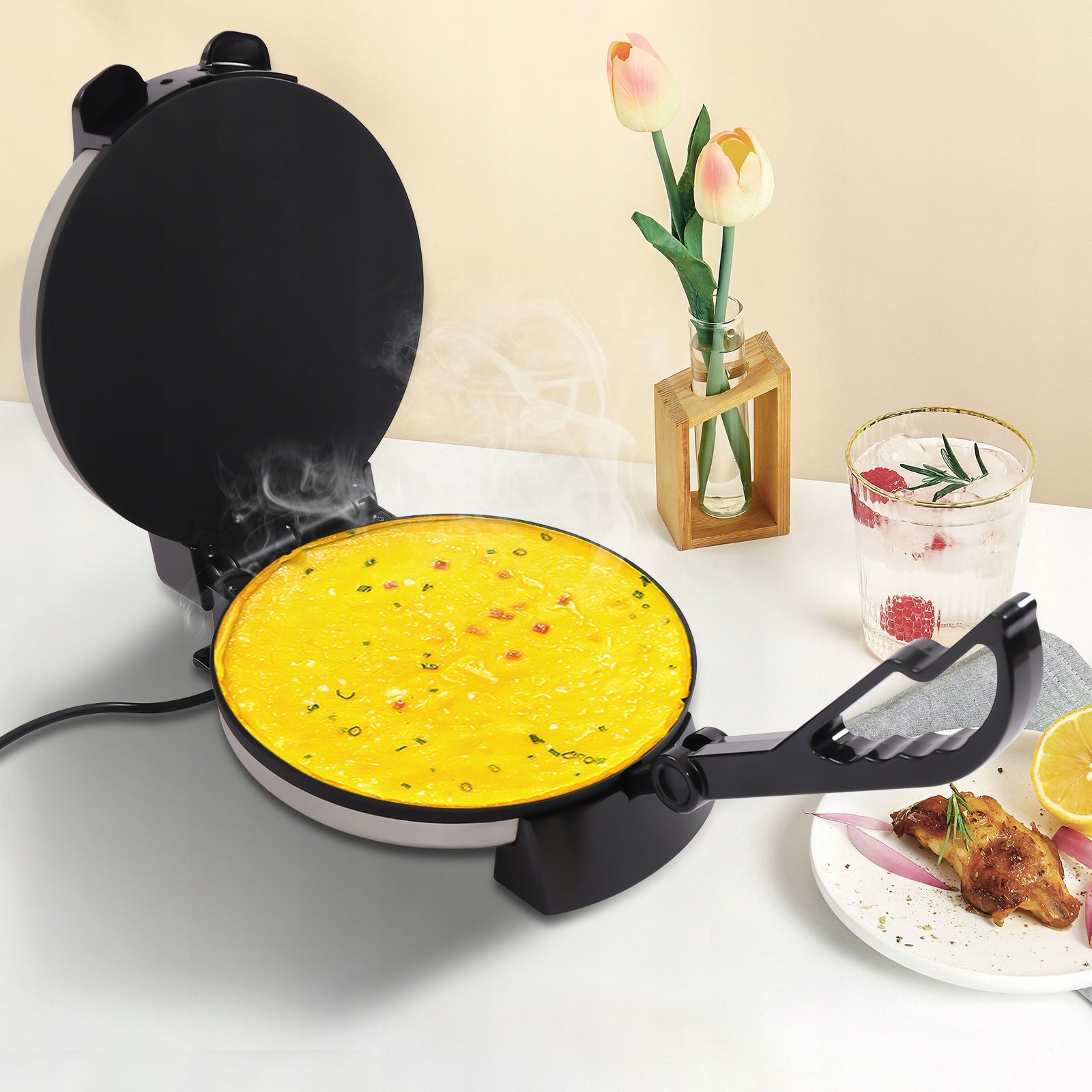 ROTI MAKER DIAMETER 25.5CM NON-STICK ELECTRIC MACHINE TO MAKE PANCAKES Packaging status original