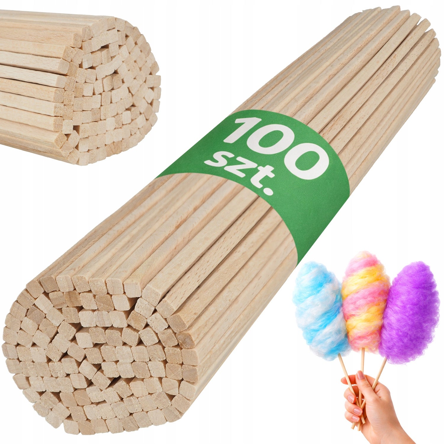 ROUGH sticks for cotton candy BEECH sticks SQUARE 27 cm 100 pcs