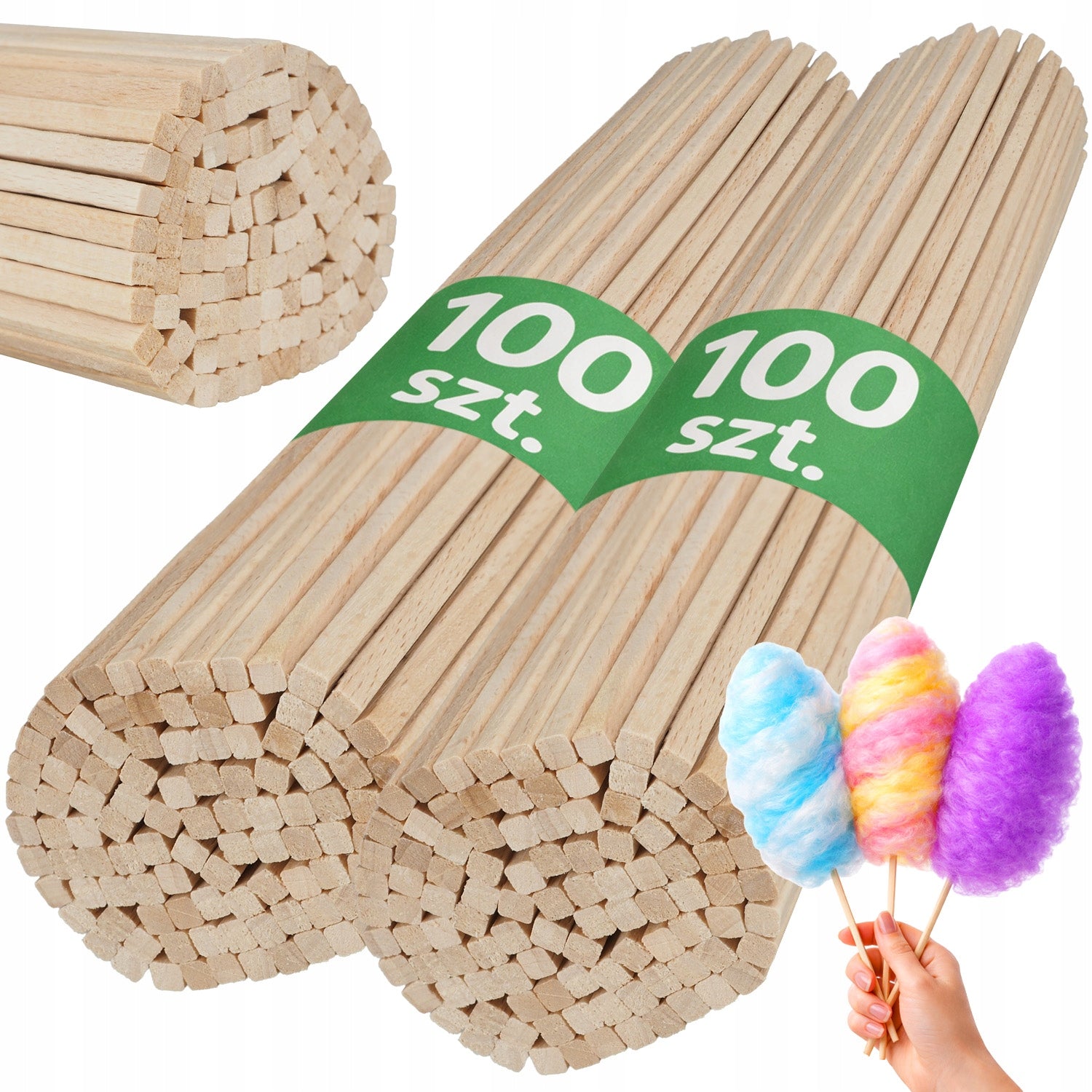 ROUGH sticks for cotton candy BEECH sticks SQUARE 27 cm 200 pcs
