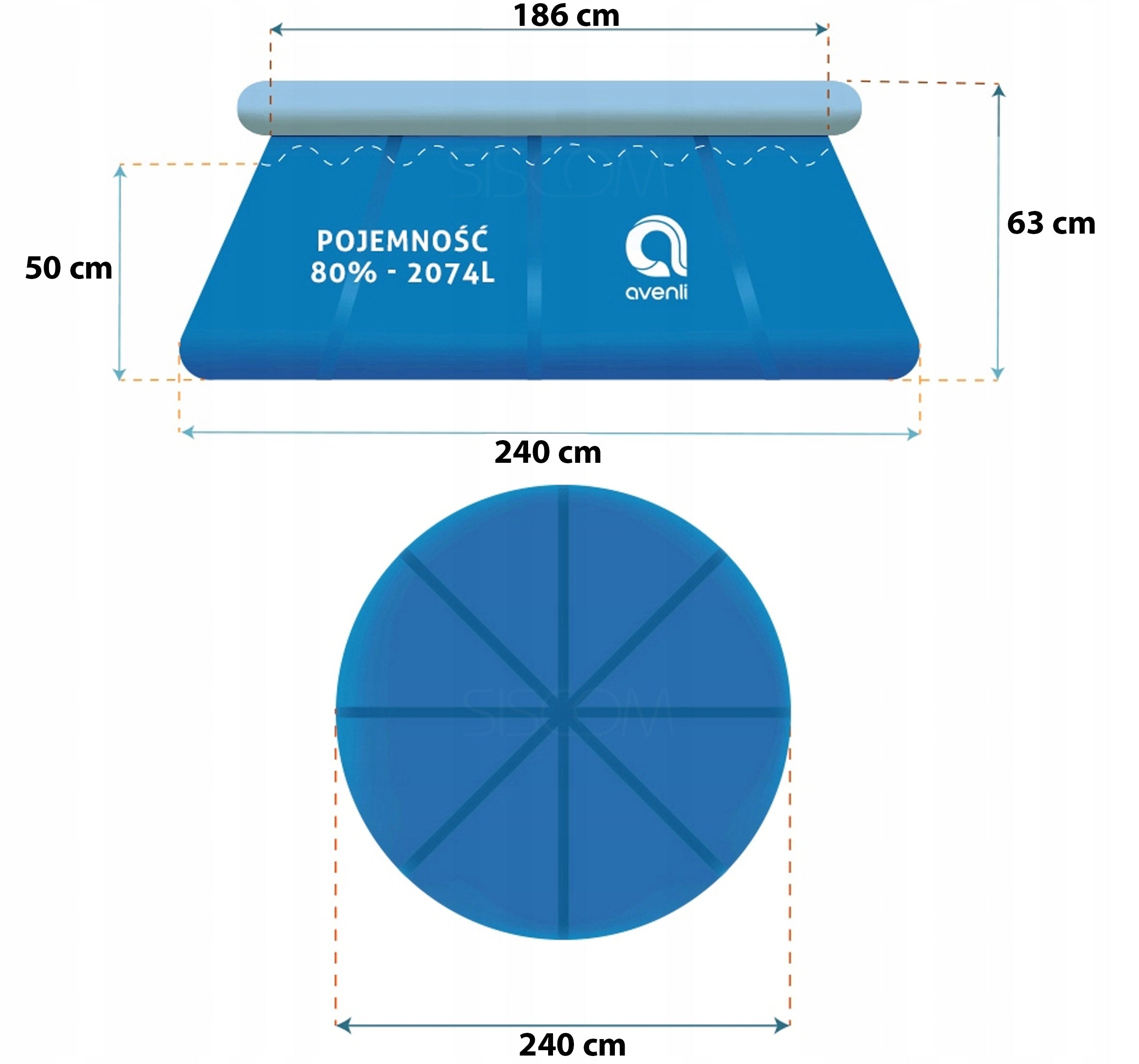 ROUND GARDEN POOL FOR CHILDREN FAMILY 3 LAYERS 240X240CM Volume 2074 l