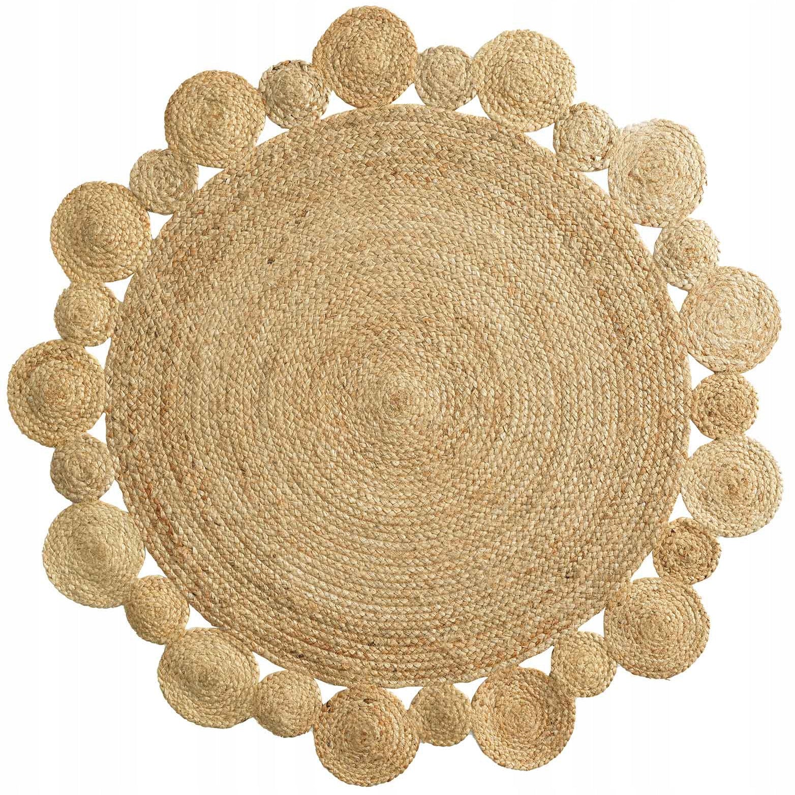 ROUND Jute CARPET LARGE BRAIDED BOHO 120cm