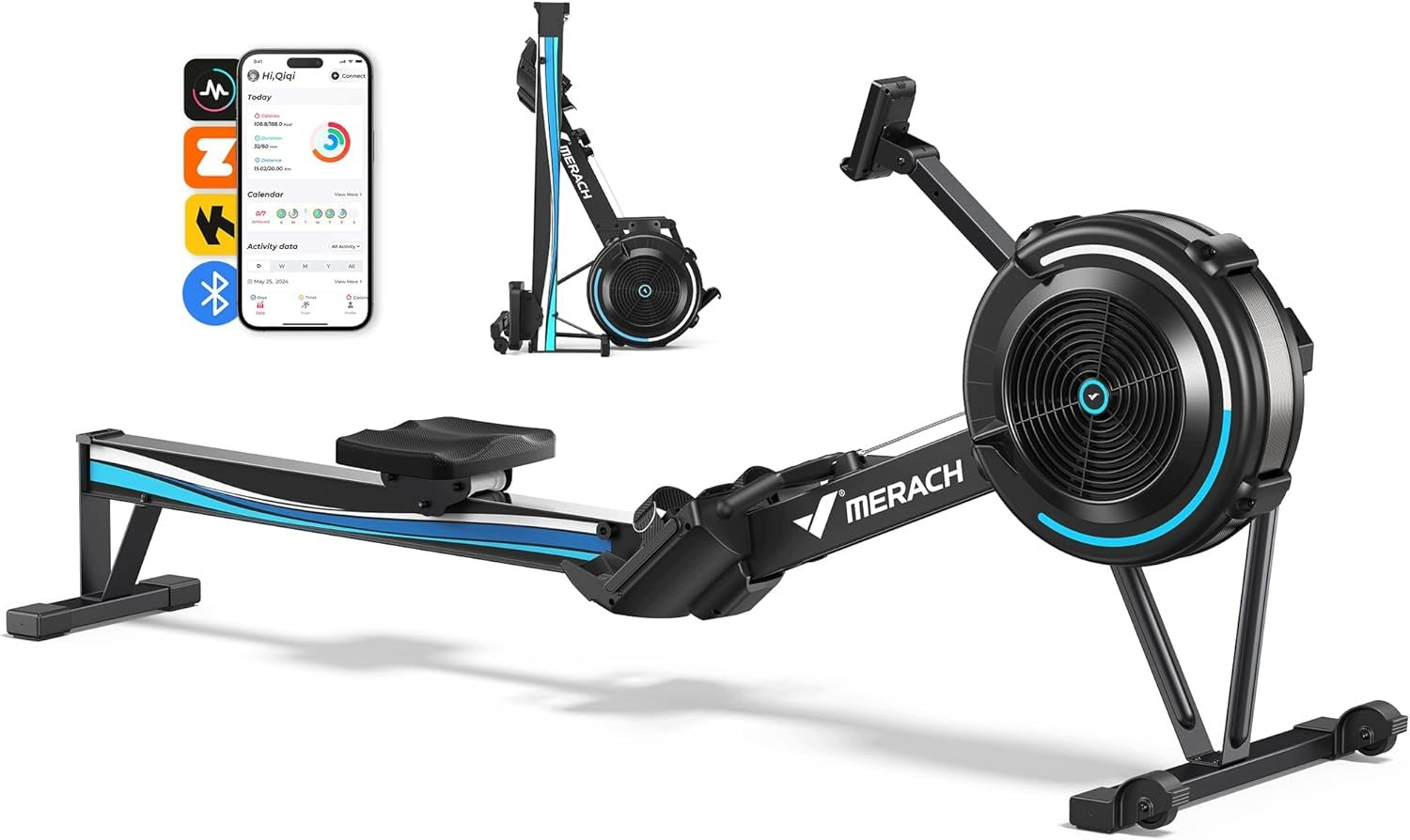 ROWING MACHINE WITH ADJUSTABLE AIR RESISTANCE MERACH R50