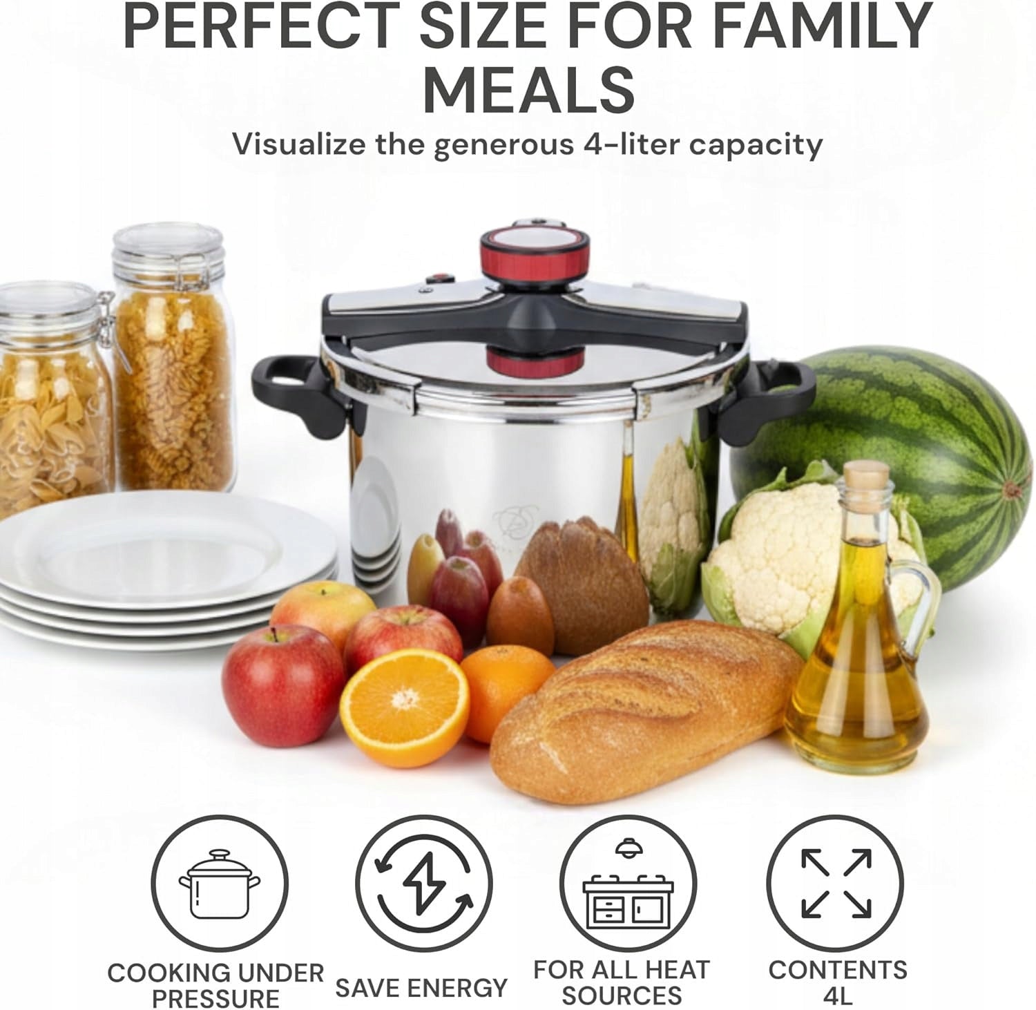 ROYAL SWISS - Induction Pressure Cooker - 18/10 Stainless Steel - 6L - 24cm Manufacturer code 864168416518416