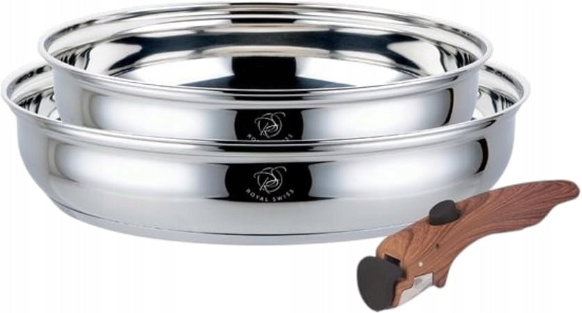 ROYAL SWISS Set of 2 premium stainless steel frying pans (24 and 28 cm)