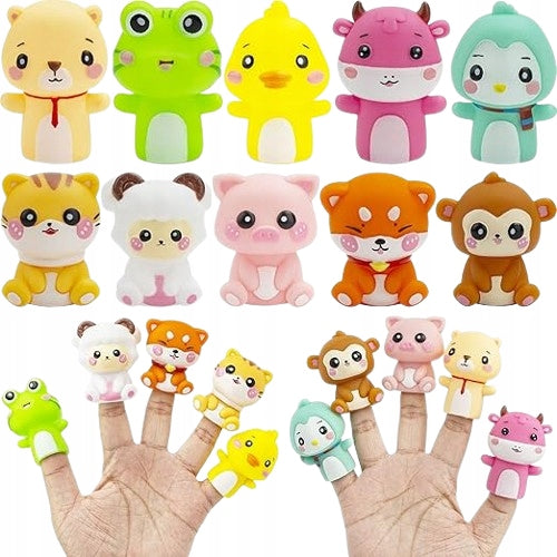 RUBBER Finger puppets Set of 10 Animals Perfect for Bathing