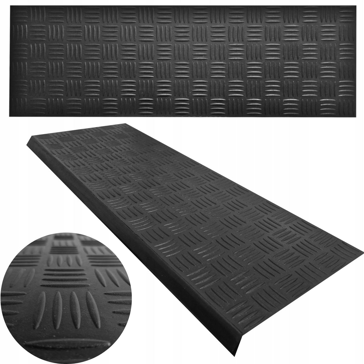 RUBBER OUTER STAIRCASE COVERS WITH RIM ON THE OUTSIDE GROOVED 75