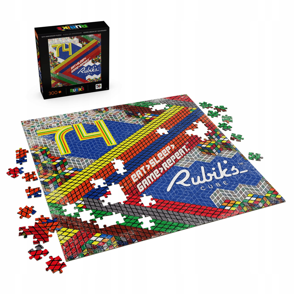 RUBIK'S CUBE 5X5 PROFESSOR CUBE ORIGINAL +FREEBIE PUZZLE 50TH ANNIVERSARY 300 EL. Packaging status original