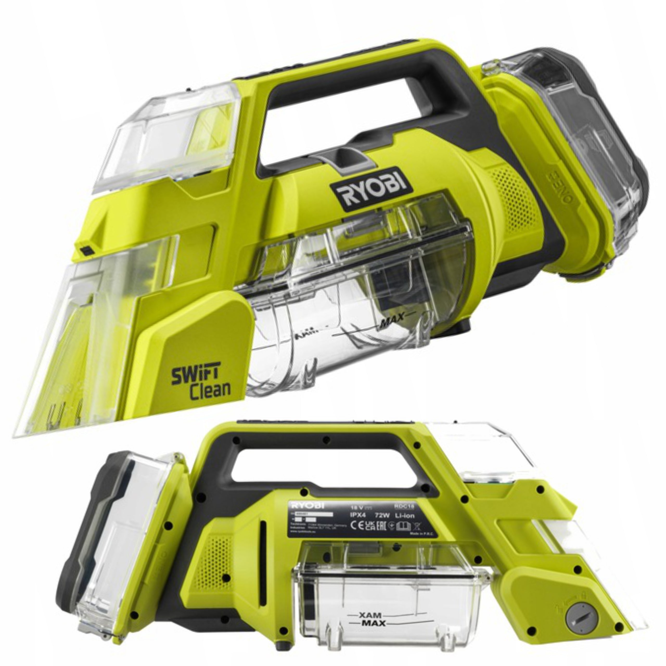 RYOBI RDC18-0 WASHING VACUUM CLEANER AKUM. 18V 480 l/min PER LIQUID 250ml