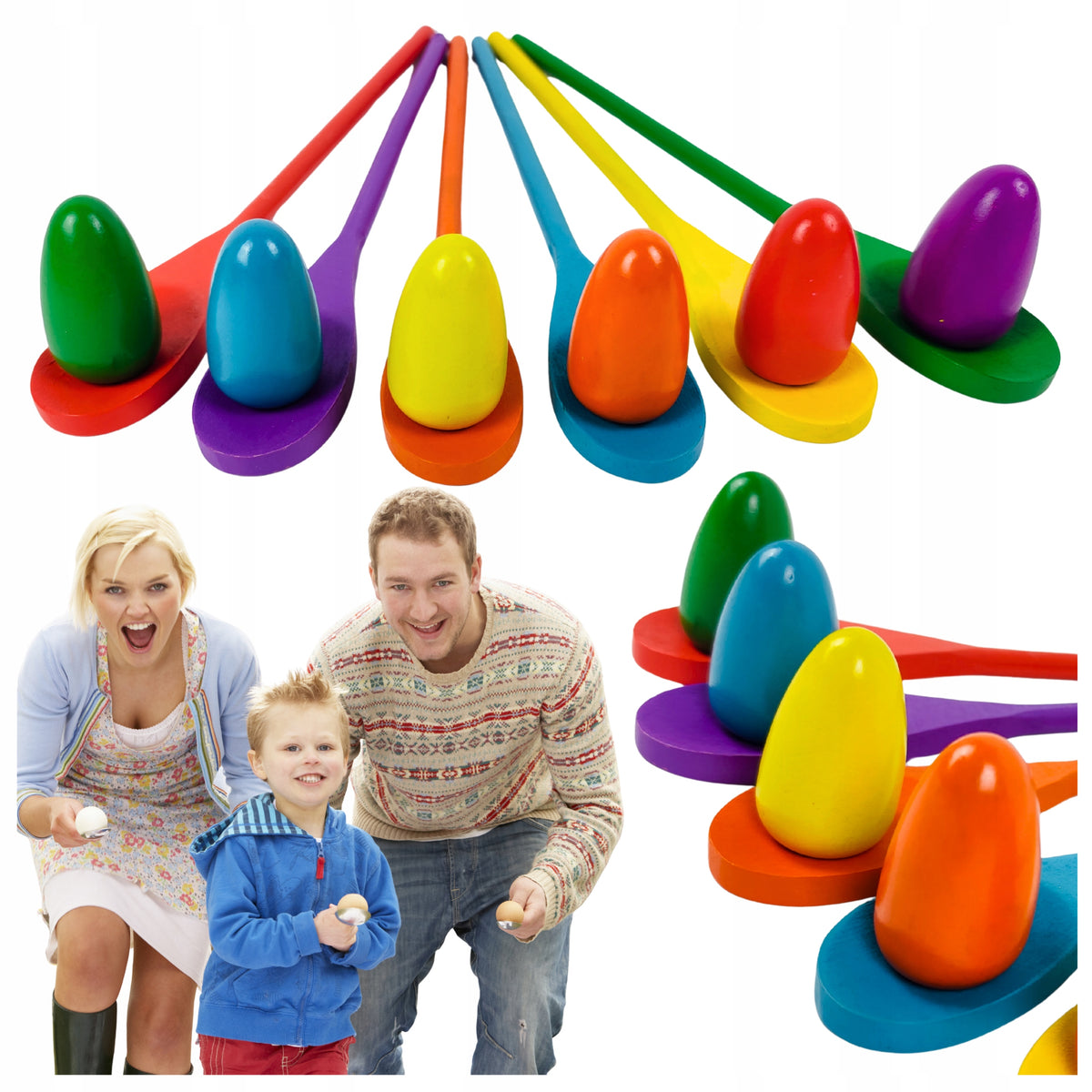 Race with egg and spoon, arcade game 6 EGGS + 6 TABLESPOONS Family Game
