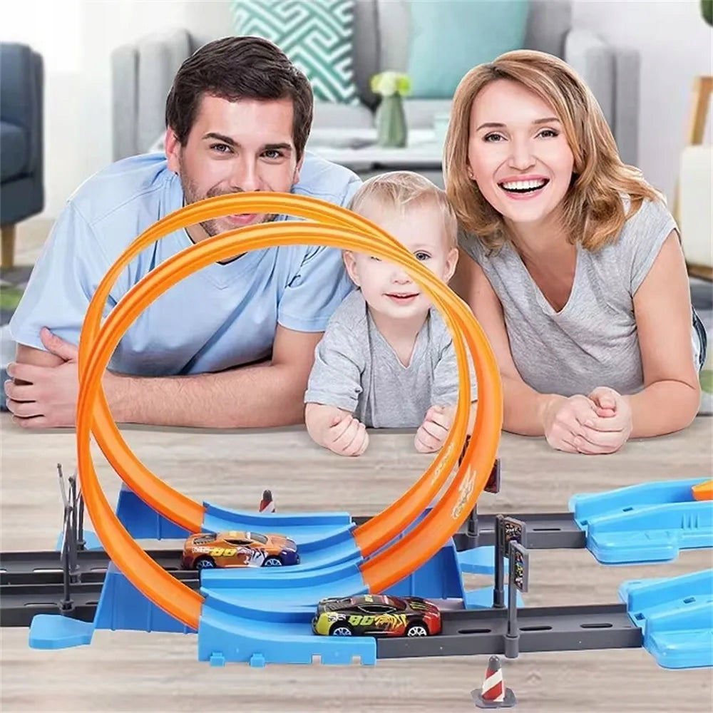 Racing Track Set with 6 Toy Cars, Hot Item for Kids Brand Bedee