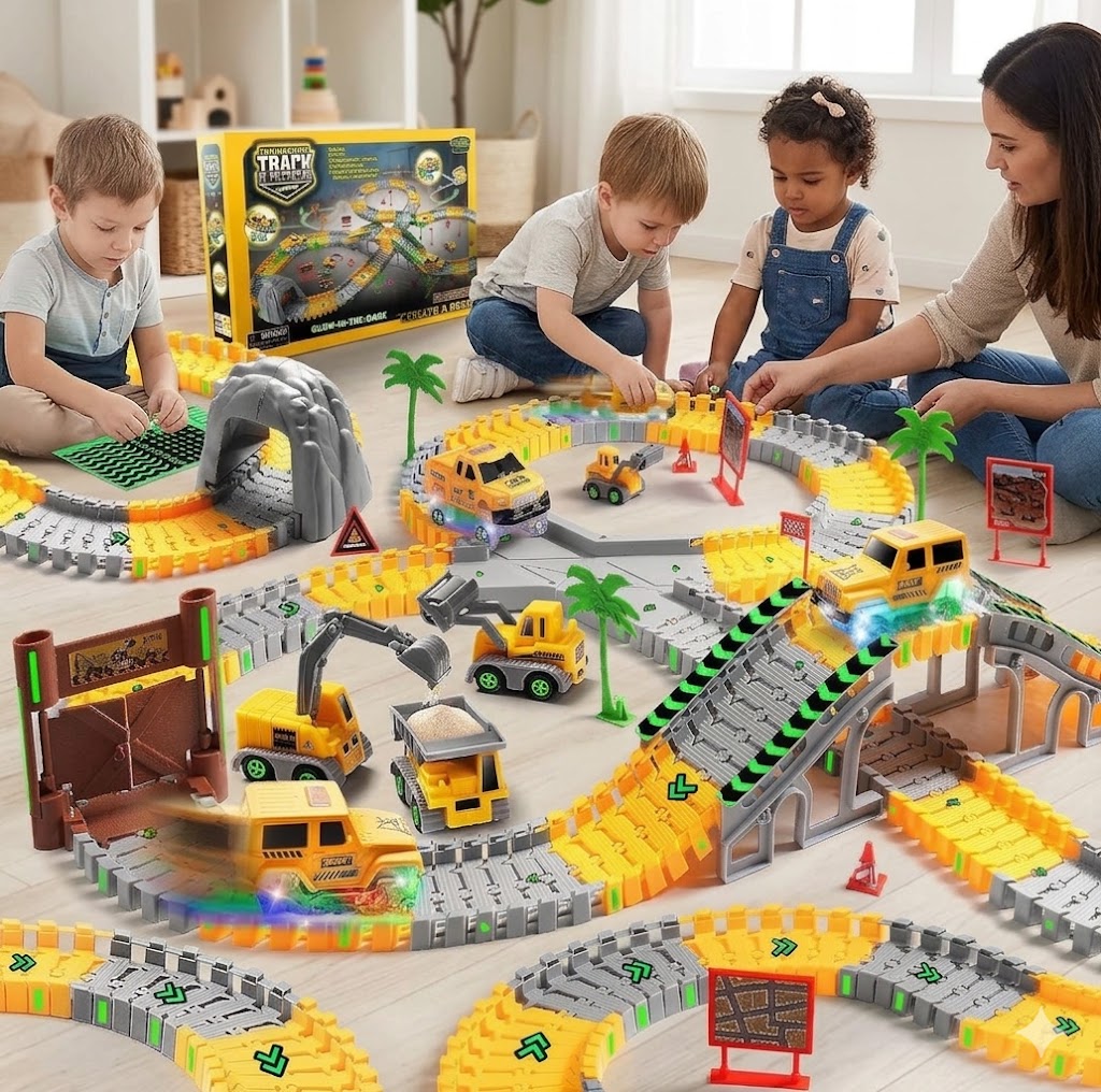 Racing track glowing 264 el 5 construction cars 3-8 years Children's Day Brand no brand