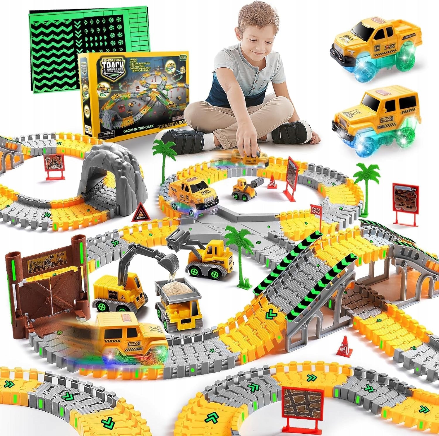 Racing track glowing 264 el 5 construction cars 3-8 years Children's Day