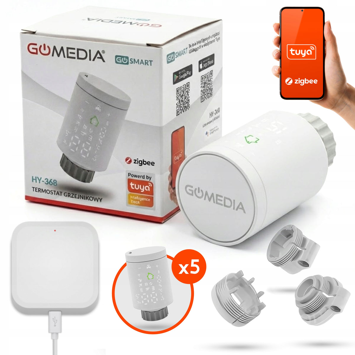 Radiator Thermostat 5 Pcs + Tuya ZigBee Gate