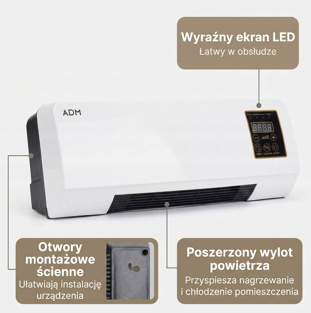 Radiator and Wall Fan / Air Curtain ADM with Remote Control – 2in1 1200W Additional information remote control included