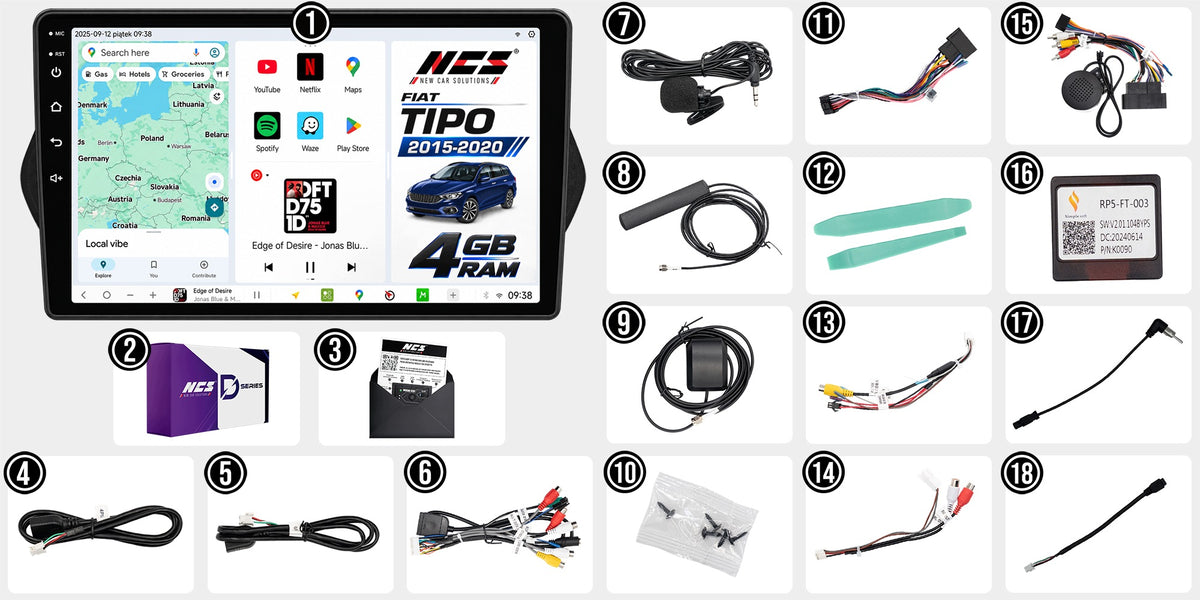 Radio Navigation NCS D9 Fiat Tipo 2015-2020 Android 4GB LTE 9″ Manufacturer code NCS D9 Fiat Tipo 2015-2020
