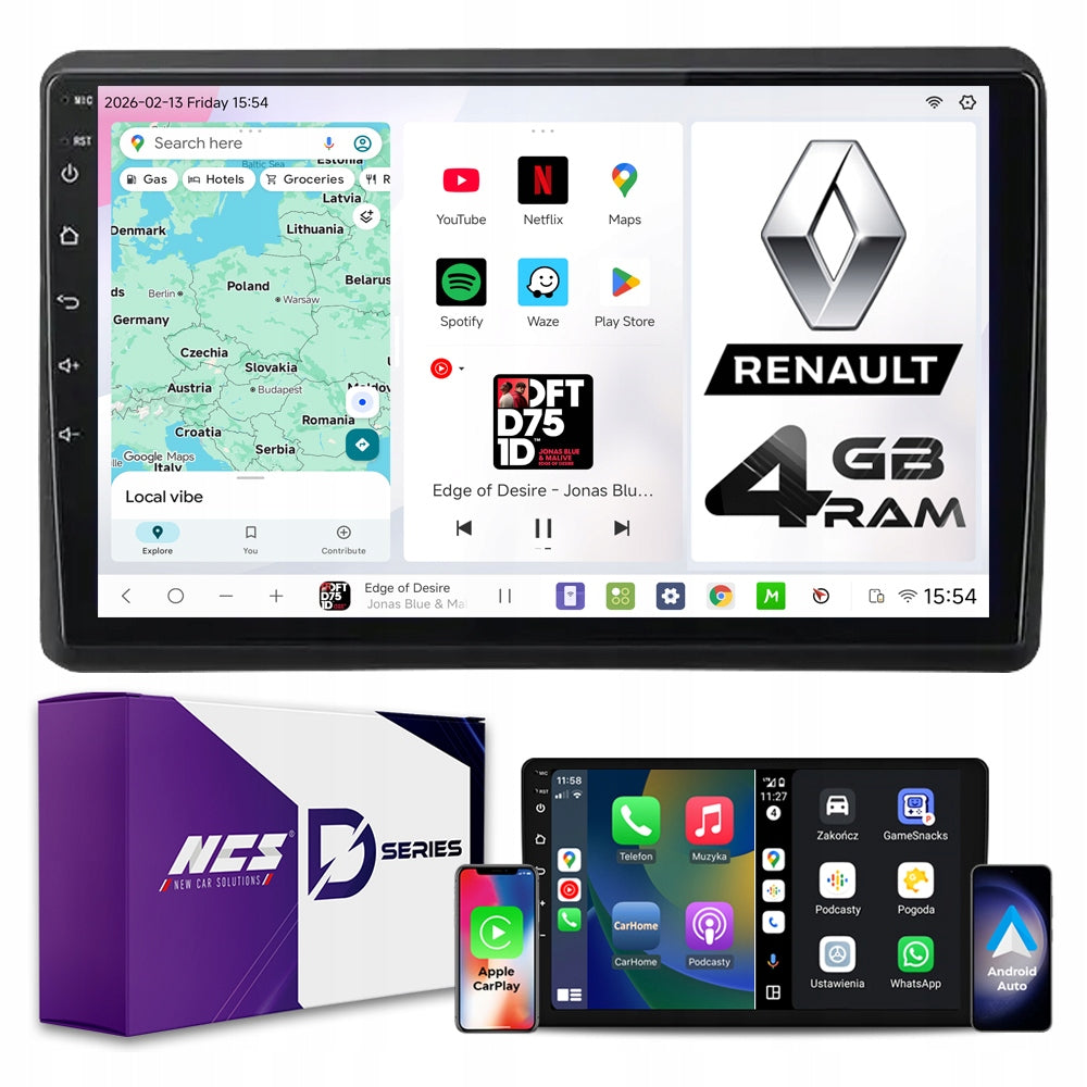Radio navigation NCS D10 Renault Master 2019-2024 Android 4GB LTE 10″