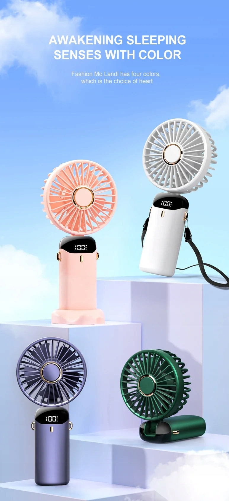 Rafada Portable Mini Fan 5 Speed 4200mAh LED Display Manufacturer code WIATRAK RĘCZNY USB