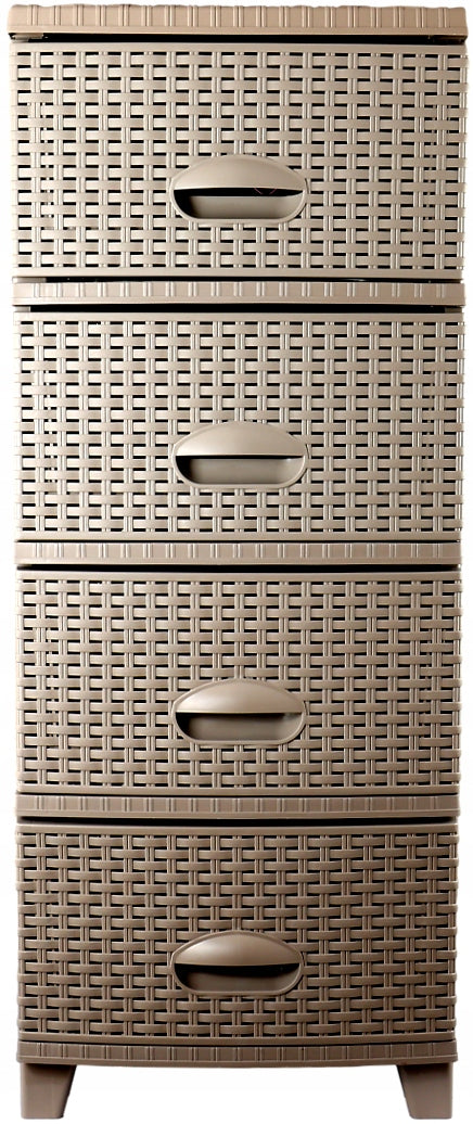 Rattan Cappuccino Bathroom Shelving Unit 4 Drawers Chest of Drawers Plastic Bedroom Brand no brand