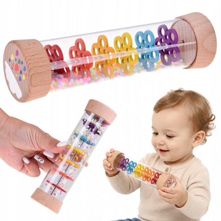 Rattle RAINER - wooden tube with balls - noise sound