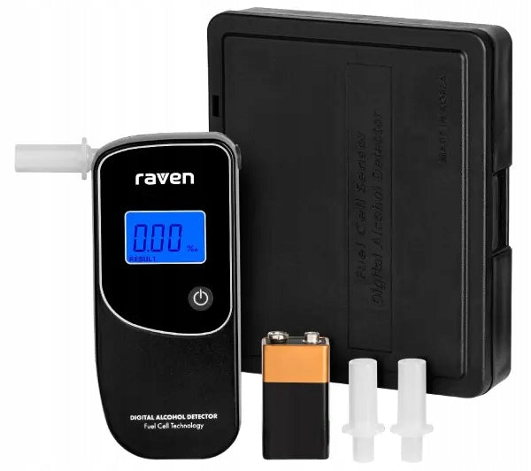 Raven EAL001X Electrochemical breathalyzer 3 mouthpieces and case included