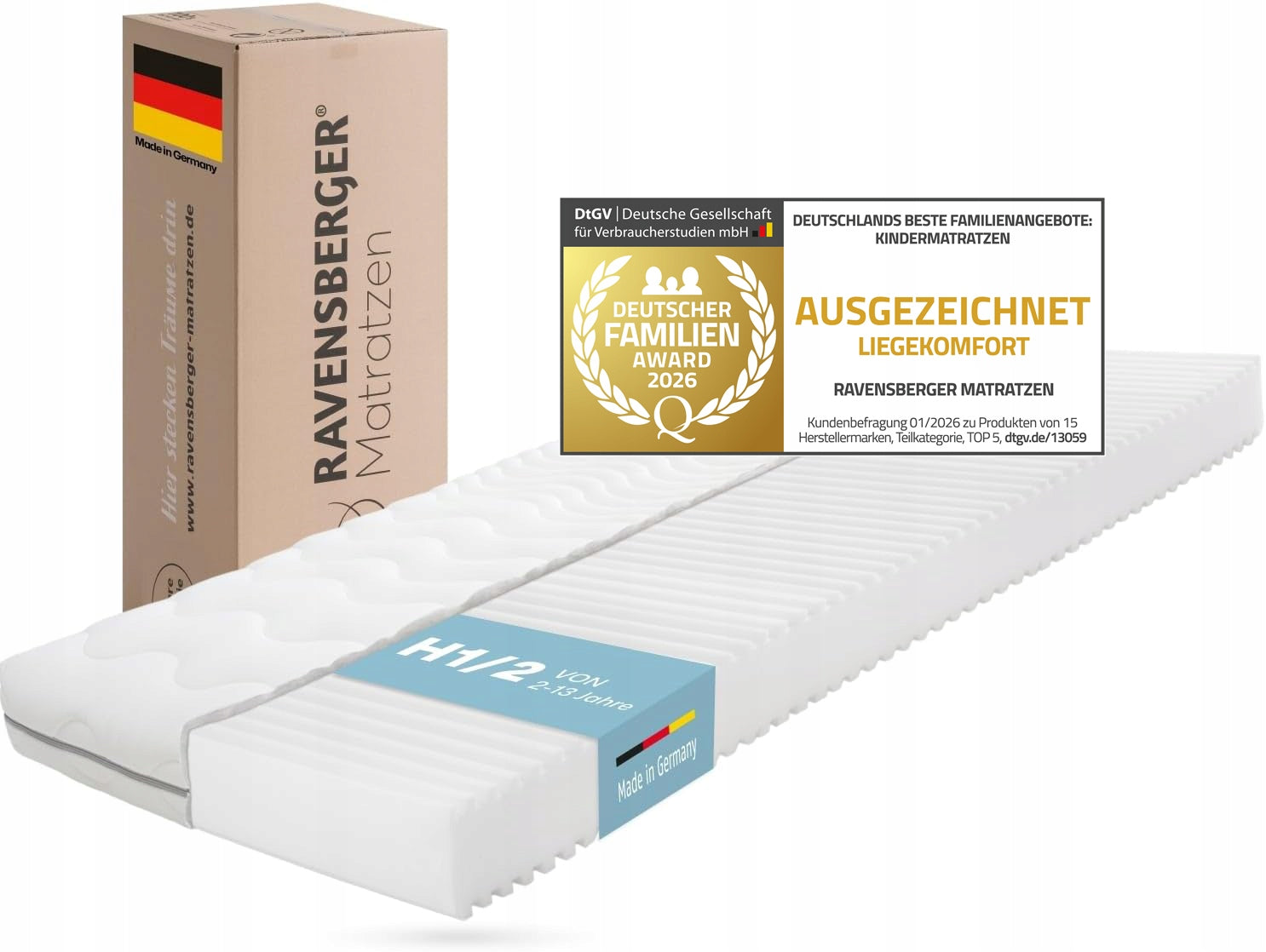 Ravensberger SOFTWELLE mattress 90x200 H1/H2 - Family Award 2026!
