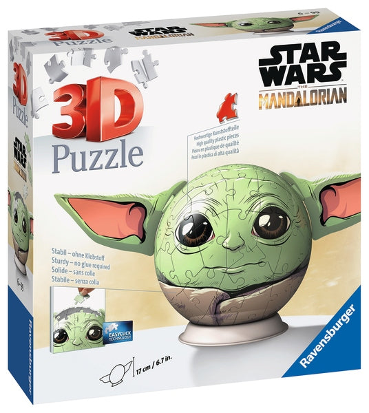 Ravensburger Puzzle-Ball Star Wars: Baby Yoda with ears, 72 pcs, 3D head Packaging status original