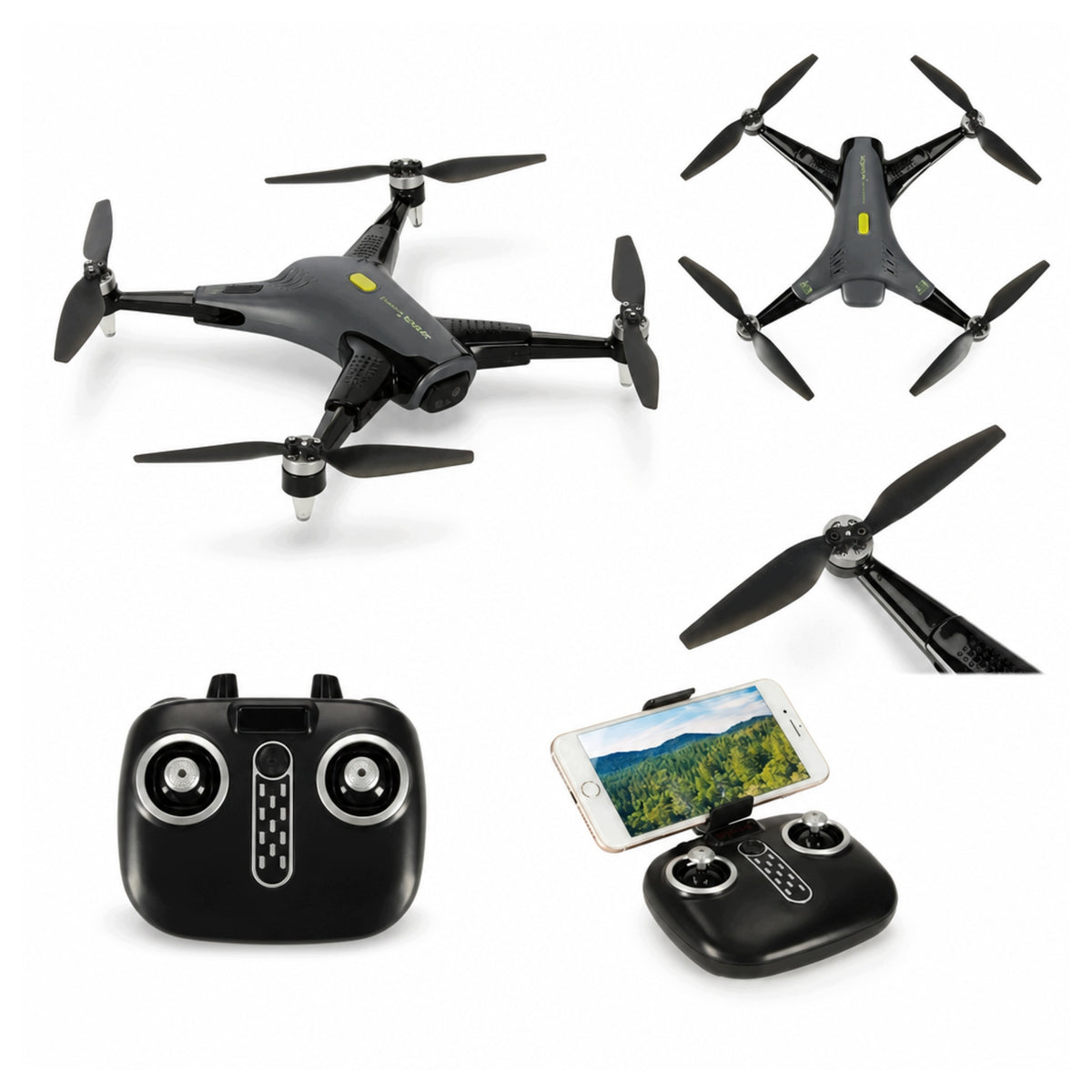 Rc Drone With Wi-Fi Camera 2.4ghz 4ch, Gyroscopic, Black & Grey, Aerobatic