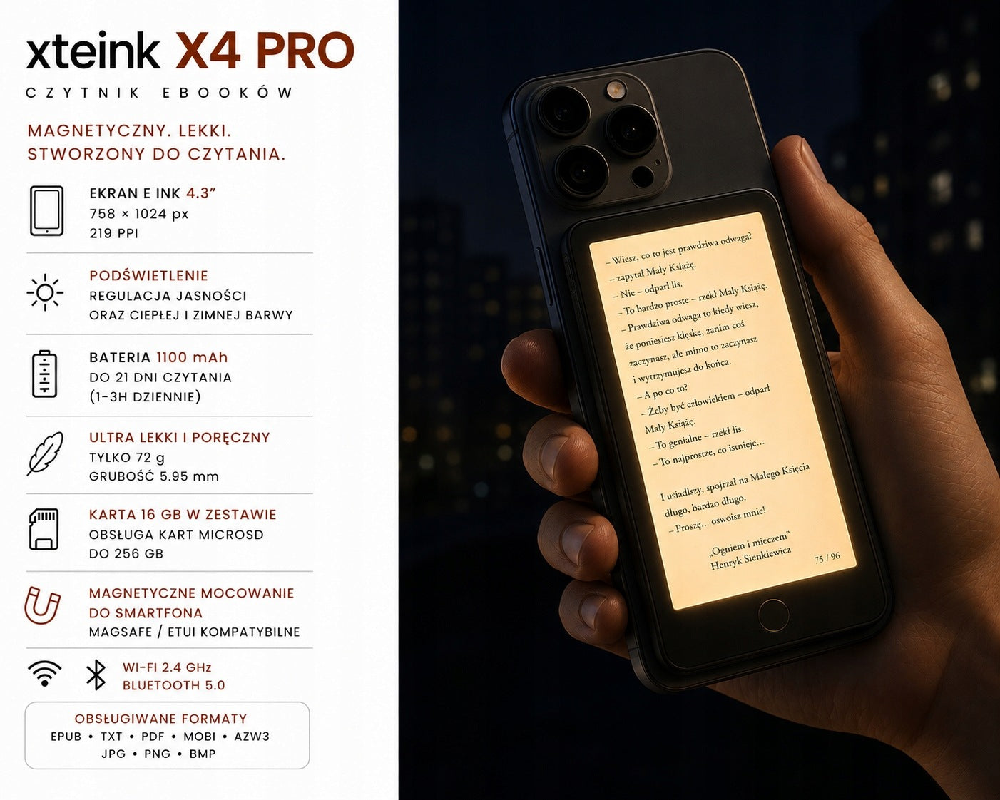 Reader XTEINK X4 Pro -touch screen and backlight -version from the manufacturer