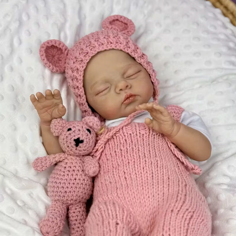 Realistic doll Reborn 45 cm sleeping baby clothes pacifier bottle Kid's age 3+ years