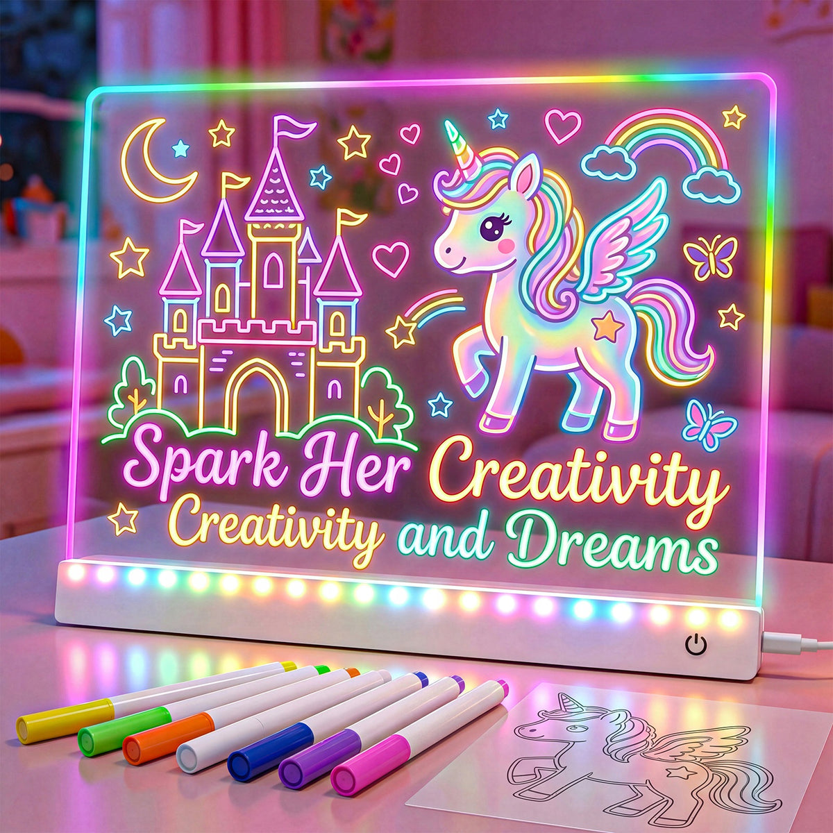 Rechargeable LED Drawing Light Board for Kids, Birthday Gift