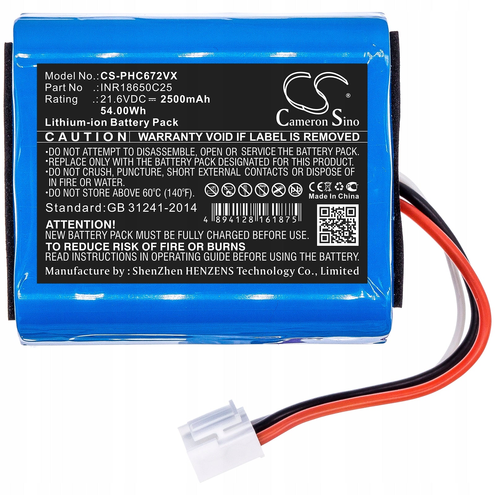 Rechargeable battery for Philips SpeedPro Aqua FC6729 FC6721 3000-018-25613 21,6V2,5Ah EAN (GTIN) 4894128161875