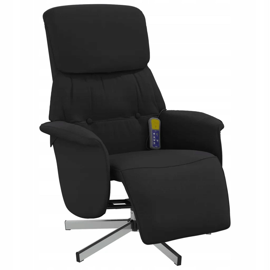 Reclining massage chair with footrest, black, fabric Color black