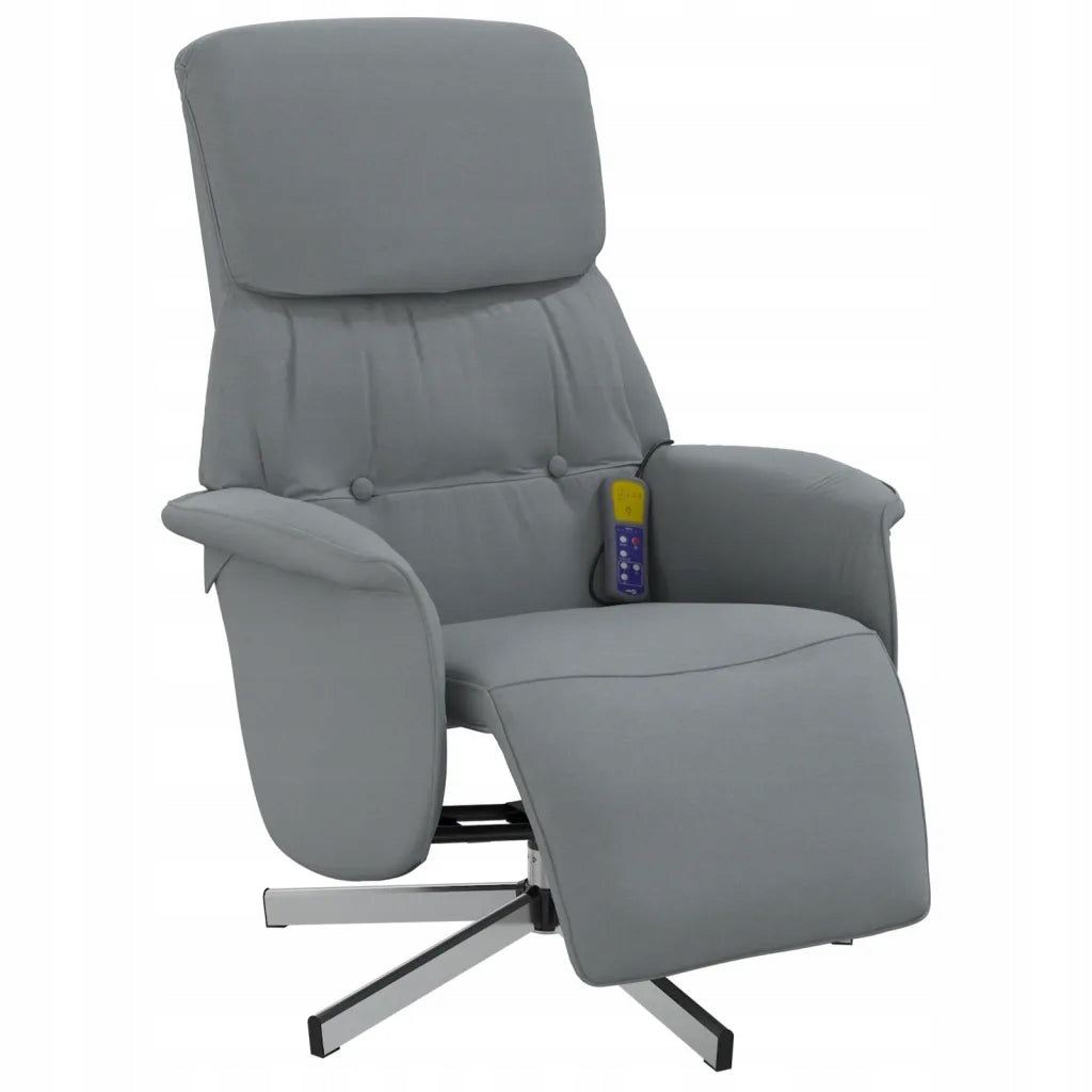 Reclining massage chair with footrest, light grey, fabric Color gray