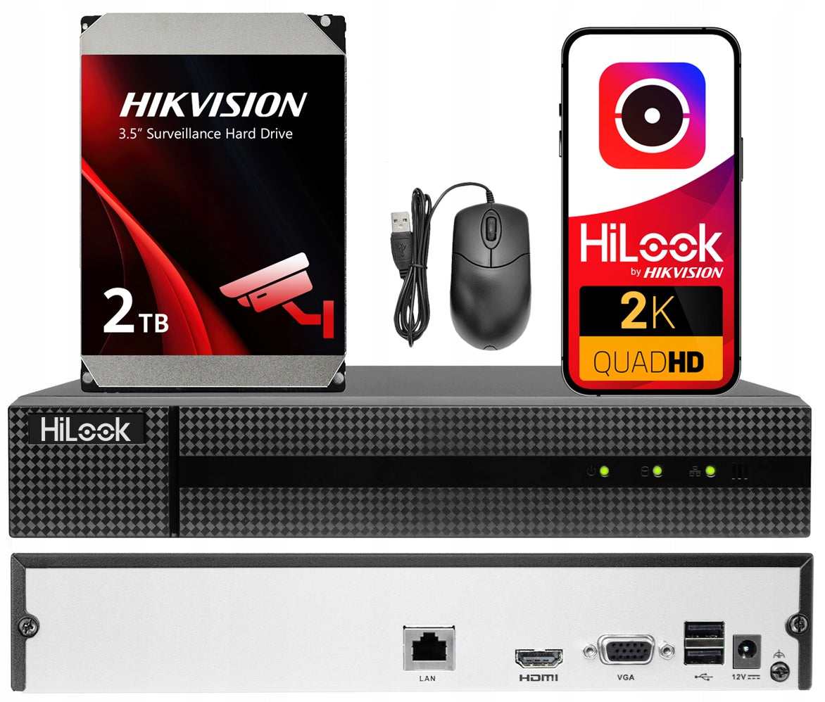 Recorder for 8 IP cameras HiLook by Hikvision up to 6Mpx NVR-108MH-D Drive 2TB