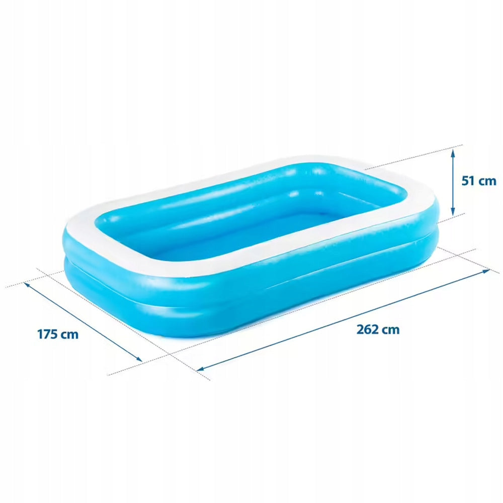 Rectangular Inflatable Pool 262x175x56cm Large Family Garden Pool Brand Stazer