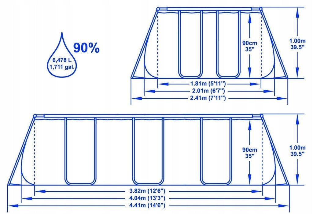 Rectangular pool Bestway 56721 404x201x100cm FRAME + BASIN Manufacturer code 56721