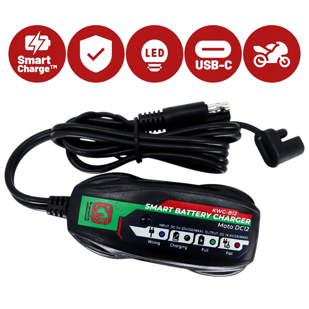 Rectifier Charger Automatic for Rechargeable 12V Motorcycle Quad USB-C Brand no brand